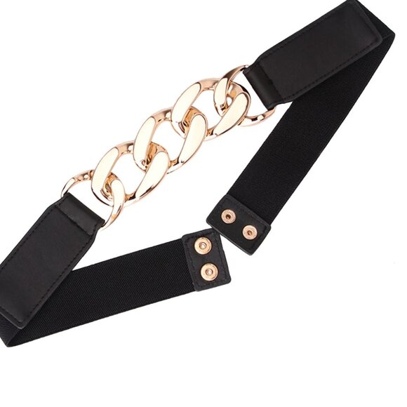 Gold Chain Vegan Leather Decor Belt - Picture 3 of 6